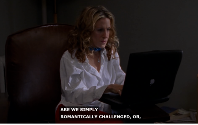 Figure 2. Sarah Jessica Parker as Carrie Bradshaw in Sex and the City, “Are We Sluts?”